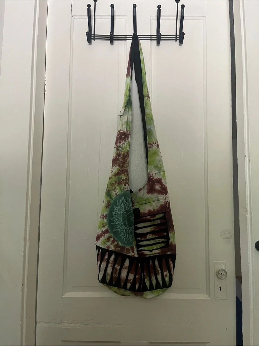 Tie dye colorful hippie bag with sun